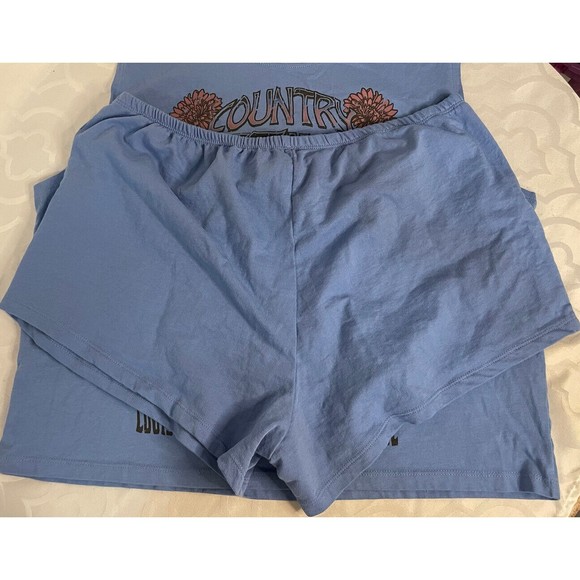Weekend Soul Blue Shorts & Tank Top Pajama Set "Country Festival" Size XL - Picture 4 of 8